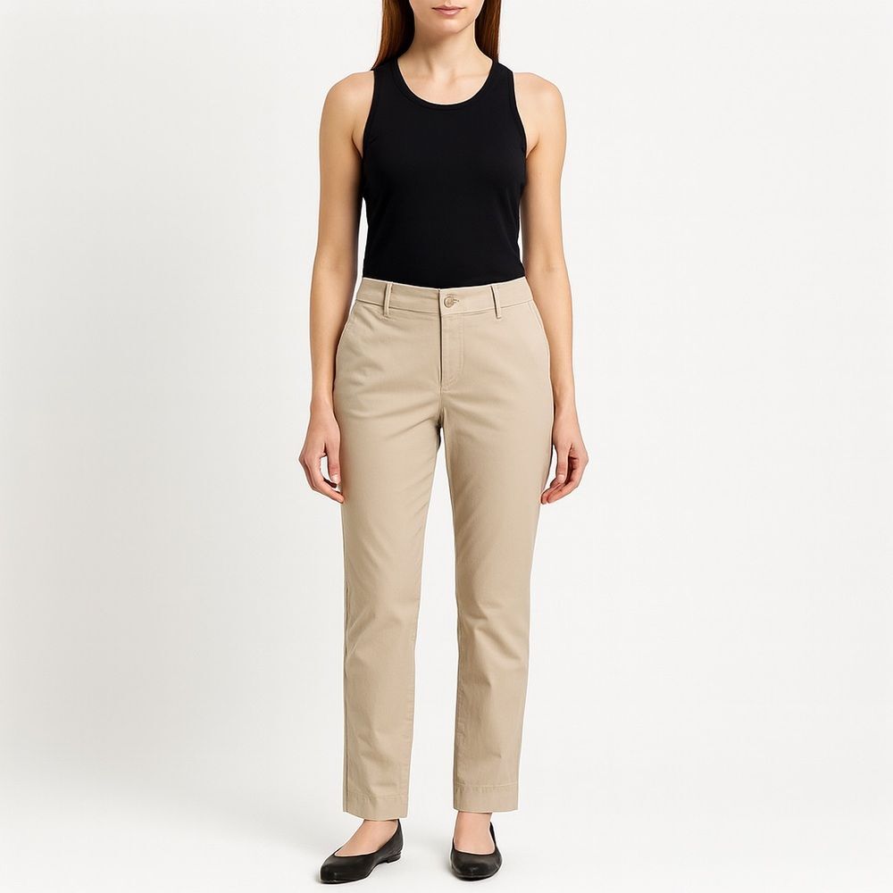 Talbots Women’s Khaki Straight-Leg Pants Size 8 Stretch Cotton